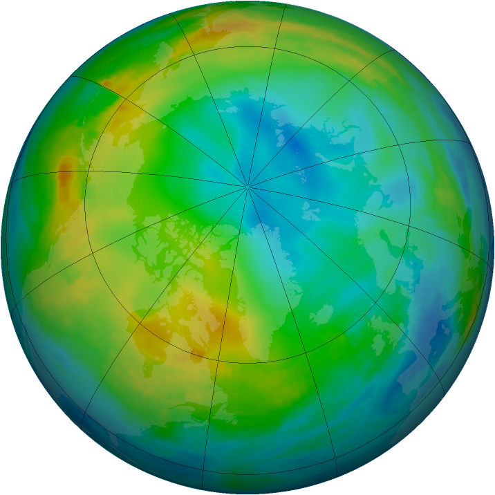 Arctic ozone map for 07 December 1999